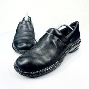 BORN Womens 7 Black Leather Professional Comfort Slip On Shoe Cushion Soft